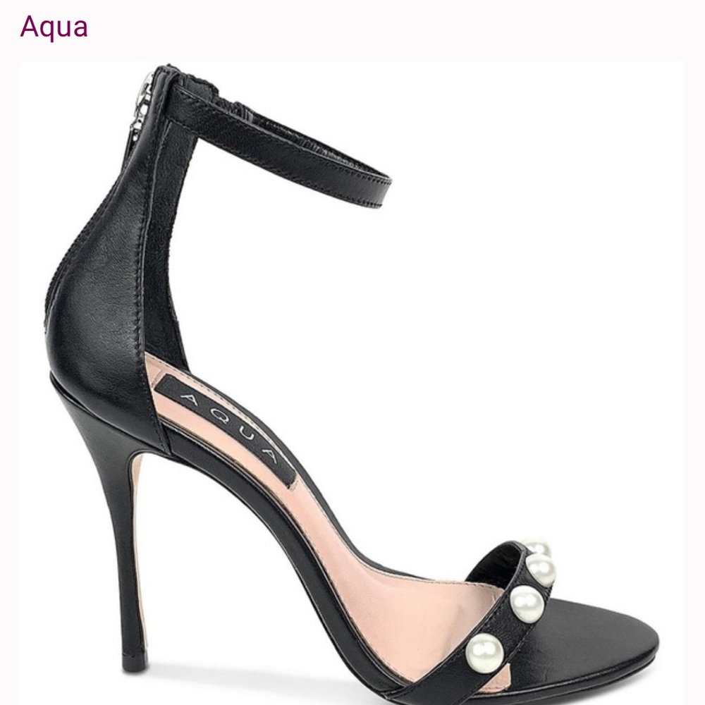 Aqua Black Pearl-Embellished Women's Heels